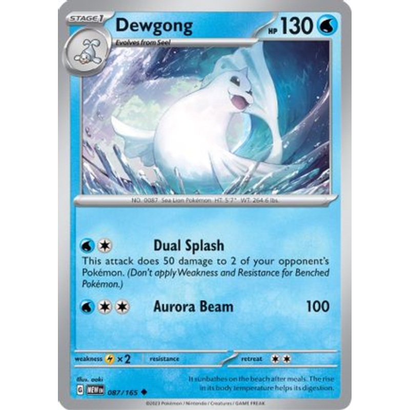 Dewgong 087/165  - Reverse Holofoil SV Scarlet & Violet 151 - Uncommon
