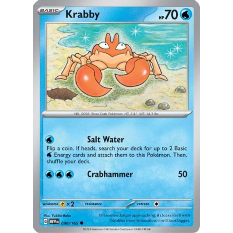 Krabby 098/165  - Reverse Holofoil SV Scarlet & Violet 151 - Common