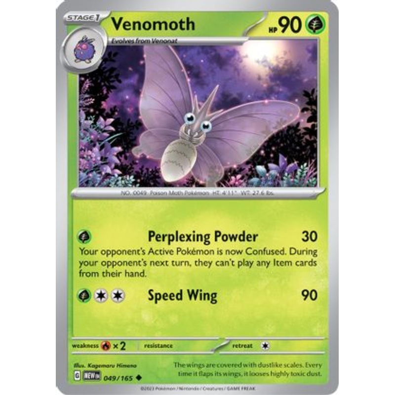 Venomoth 049/165  - Reverse Holofoil SV Scarlet & Violet 151 - Uncommon