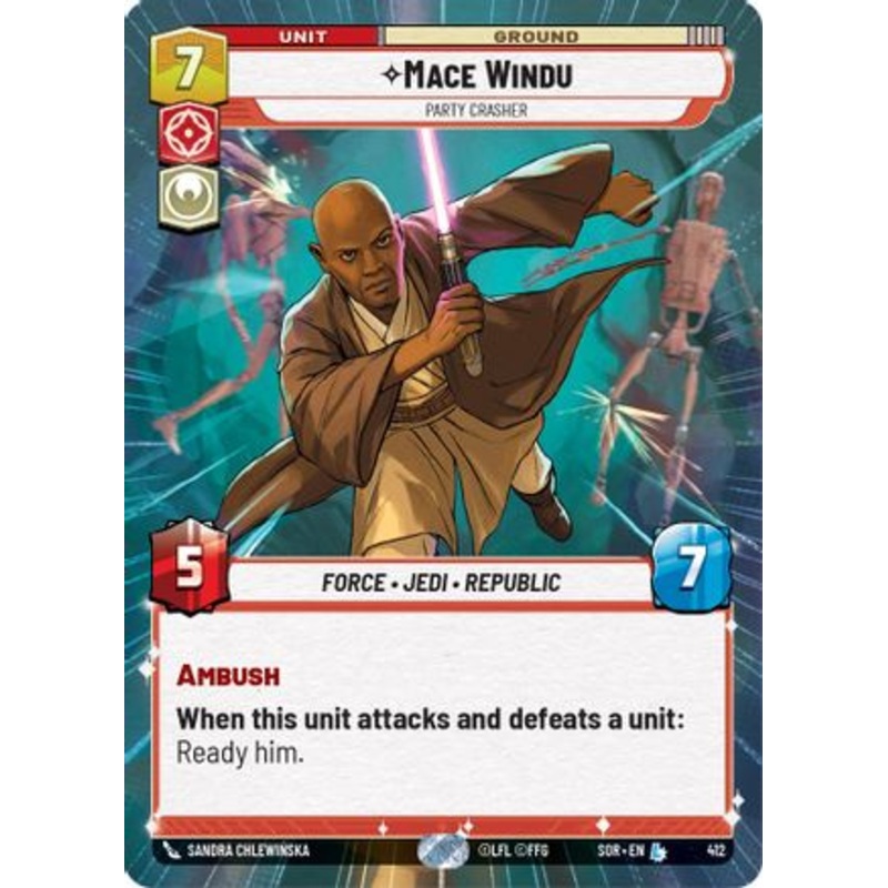 Mace Windu - Party Crasher (Hyperspace) (412) - Spark of Rebellion Foil
