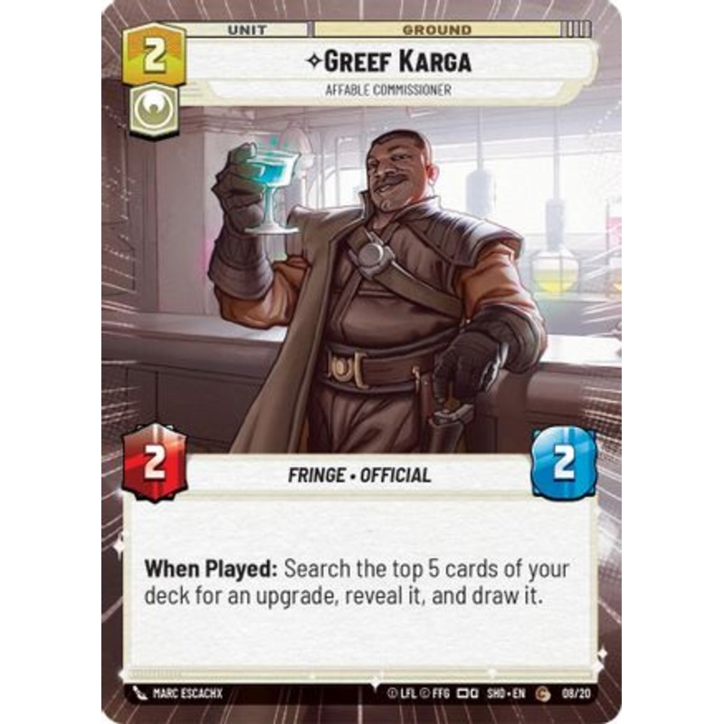 Greef Karga - Affable Commissioner (Hyperspace) (08/20) - Shadows of the Galaxy Weekly Play Promos