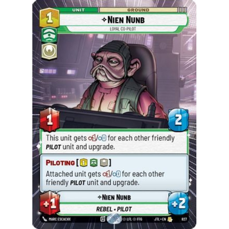 Nien Nunb - Loyal Co-Pilot (Hyperspace Foil) (827) - Jump to Lightspeed Foil