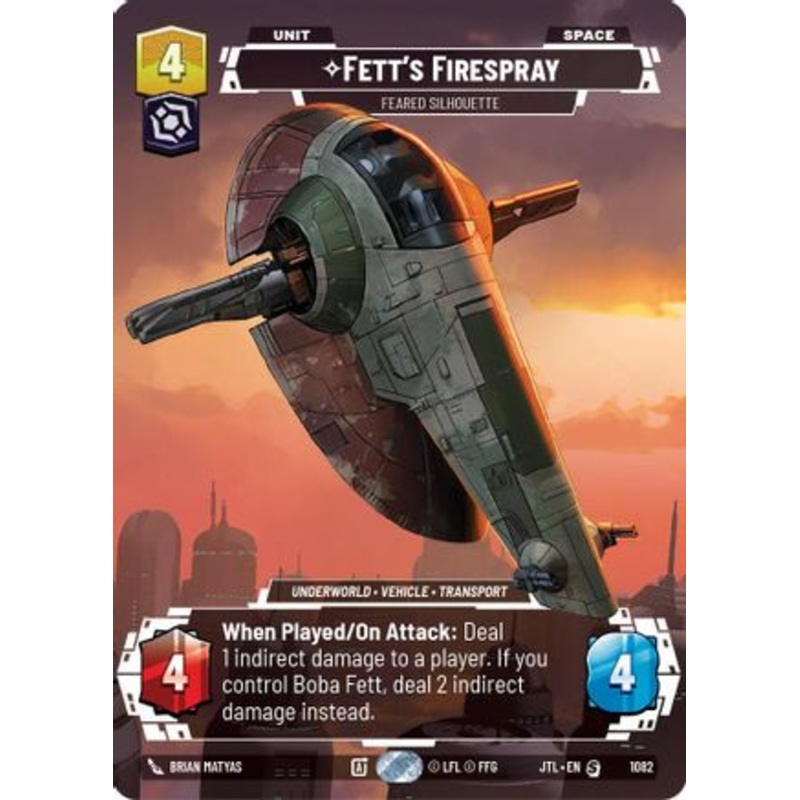 Fett's Firespray - Feared Silhouette (Prestige Foil) (1082) - Jump to Lightspeed Foil