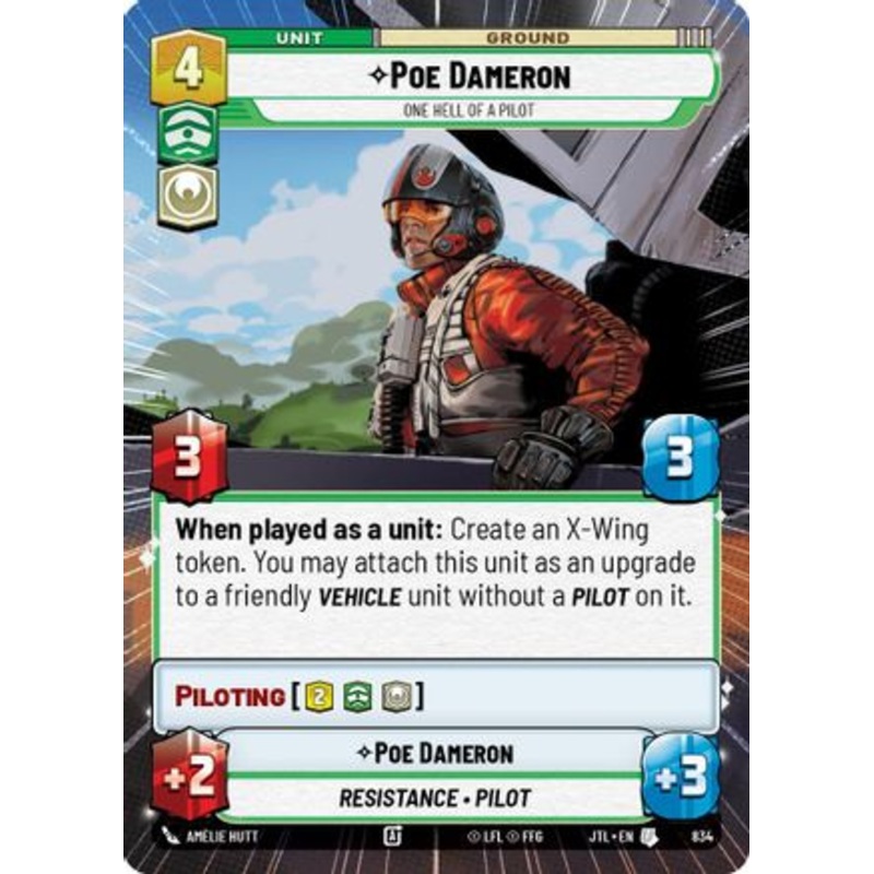 Poe Dameron - One Hell of a Pilot (Hyperspace Foil) (834) - Jump to Lightspeed Foil