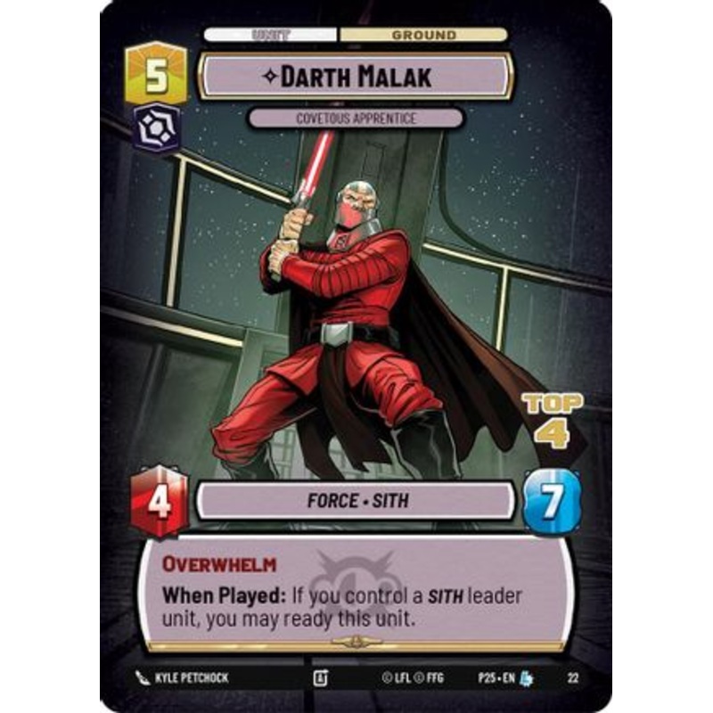 Darth Malak - Covetous Apprentice (Top 4) (22) - Organized Play Promos Foil