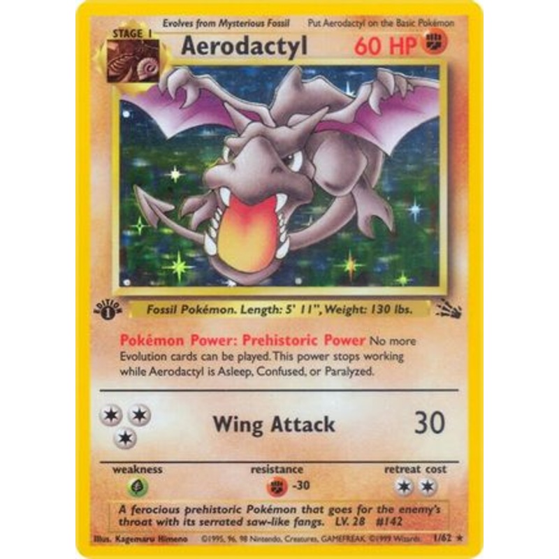 Aerodactyl (1) 001/62  - Unlimited Holofoil Fossil - Holo Rare