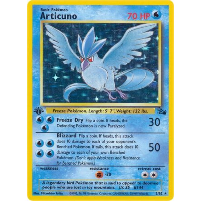 Articuno (2) 002/62  - 1st Edition Holofoil Fossil - Holo Rare
