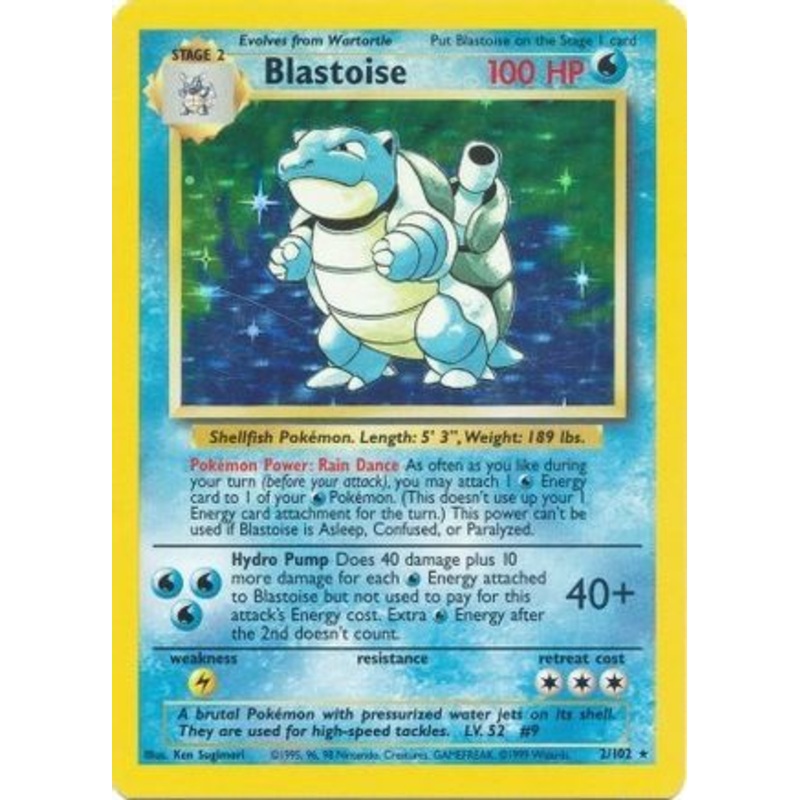 Blastoise 002/102  - Holofoil Base Set - Holo Rare
