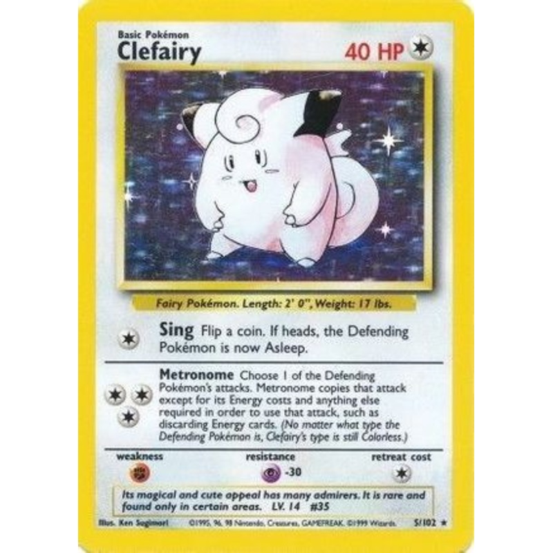 Clefairy 005/102  - Holofoil Base Set - Holo Rare