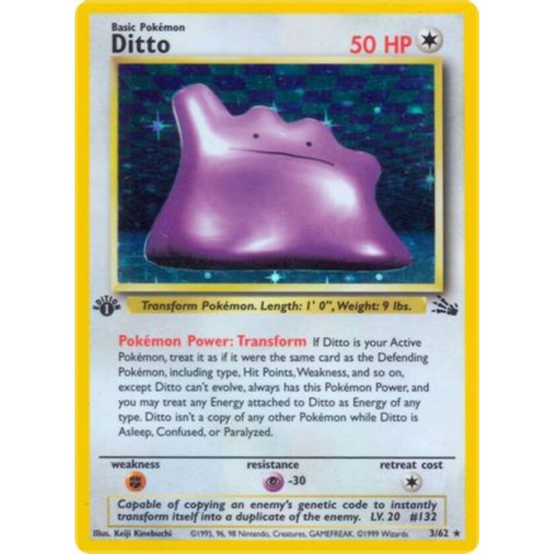 Ditto (3) 003/62  - Unlimited Holofoil Fossil - Holo Rare