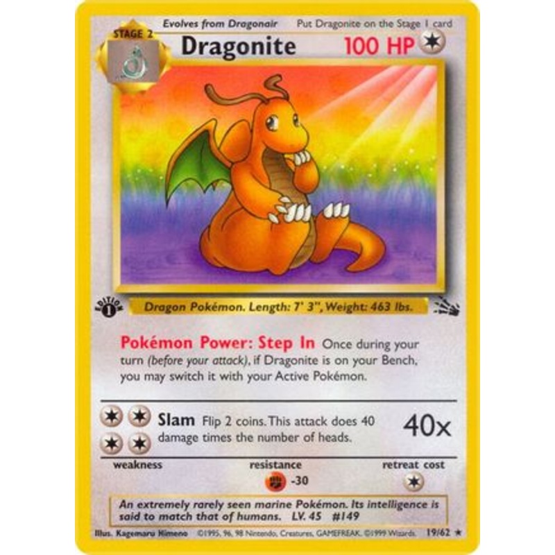 Dragonite (19) 019/62  - 1st Edition Fossil - Rare