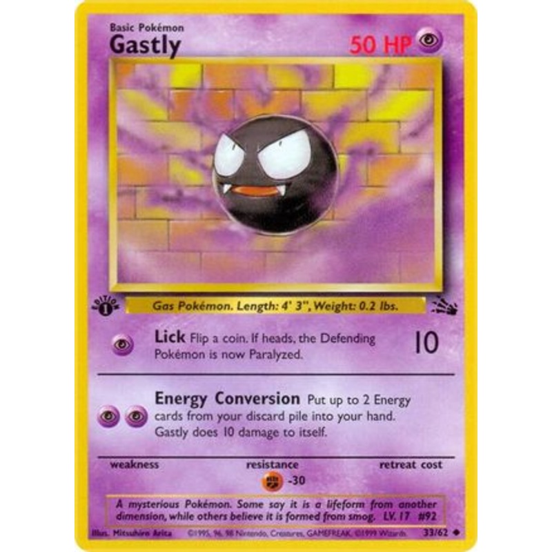 Gastly 033/62  - 1st Edition Fossil - Uncommon