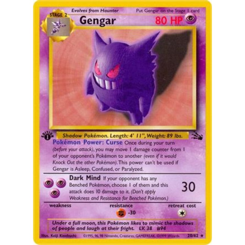 Gengar (20) 020/62  - 1st Edition Fossil - Rare