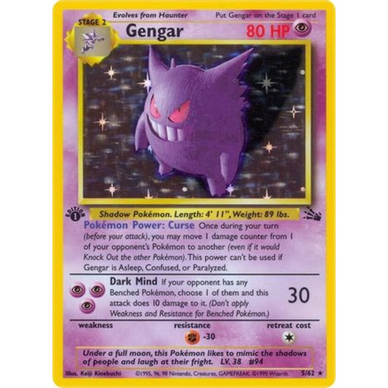 Gengar (5) 005/62  - Unlimited Holofoil Fossil - Holo Rare