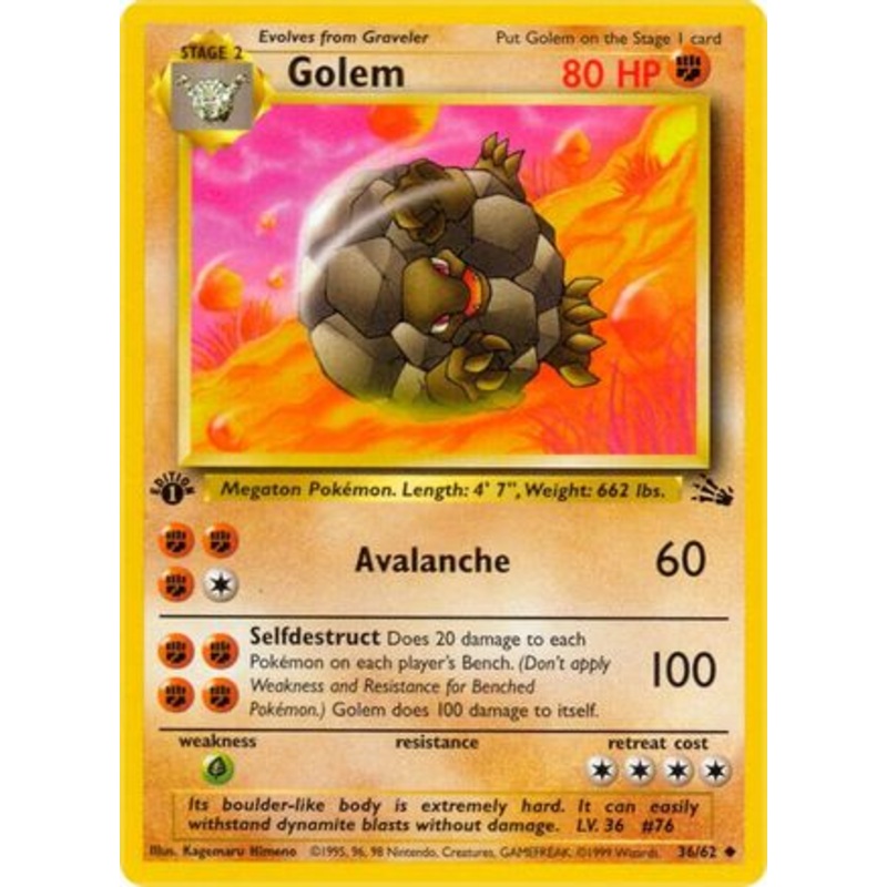 Golem 036/62  - 1st Edition Fossil - Uncommon