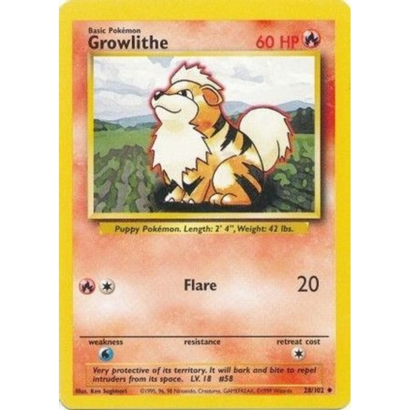 Growlithe 028/102  Base Set - Uncommon