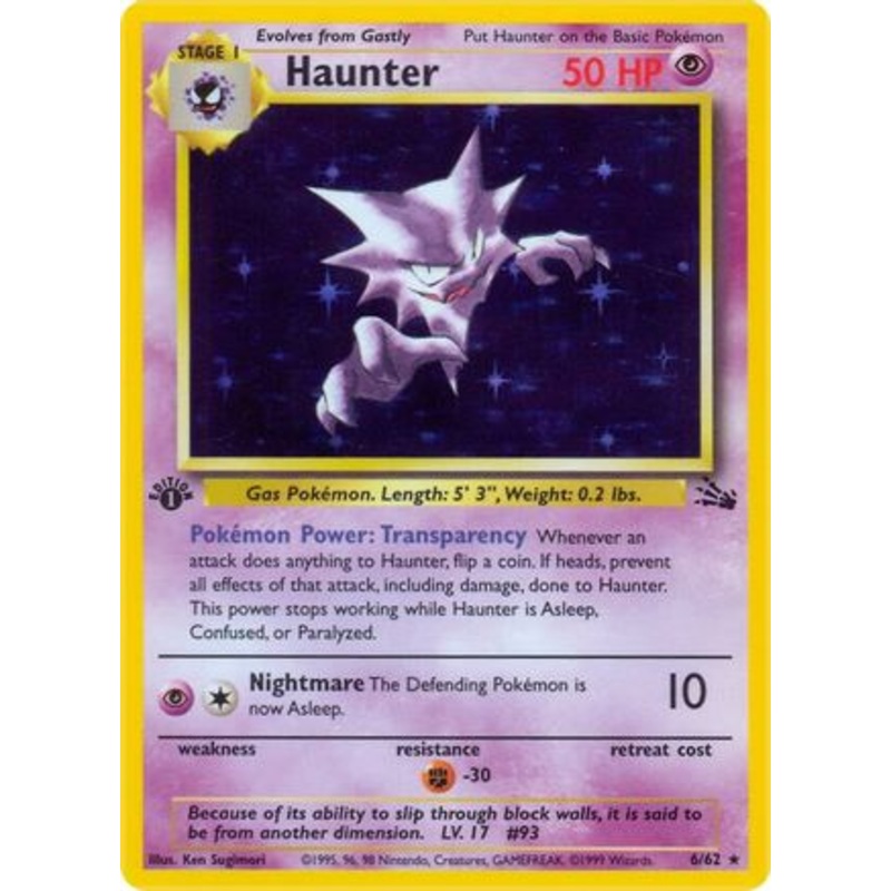 Haunter (6) 006/62  - 1st Edition Holofoil Fossil - Holo Rare