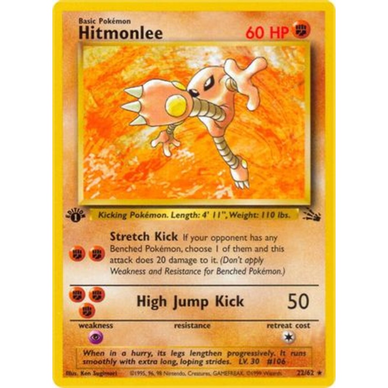 Hitmonlee (22) 022/62  - 1st Edition Fossil - Rare