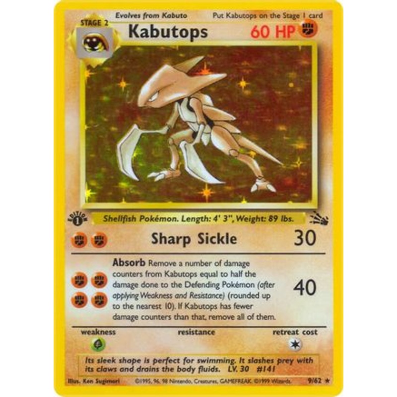 Kabutops (9) 009/62  - Unlimited Holofoil Fossil - Holo Rare