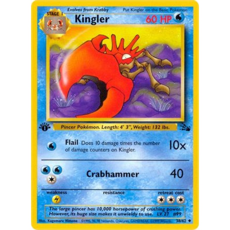 Kingler 038/62  - 1st Edition Fossil - Uncommon