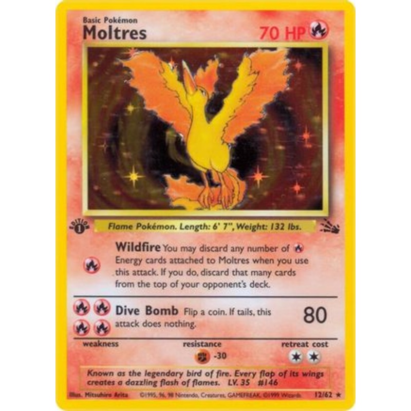Moltres (12) 012/62  - 1st Edition Holofoil Fossil - Holo Rare