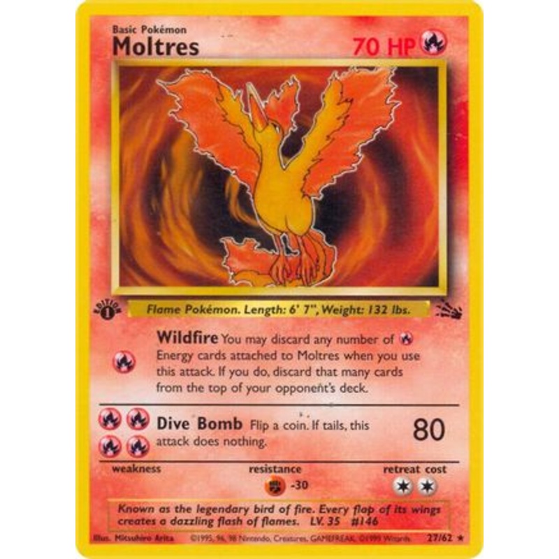 Moltres (27) 027/62  - 1st Edition Fossil - Rare