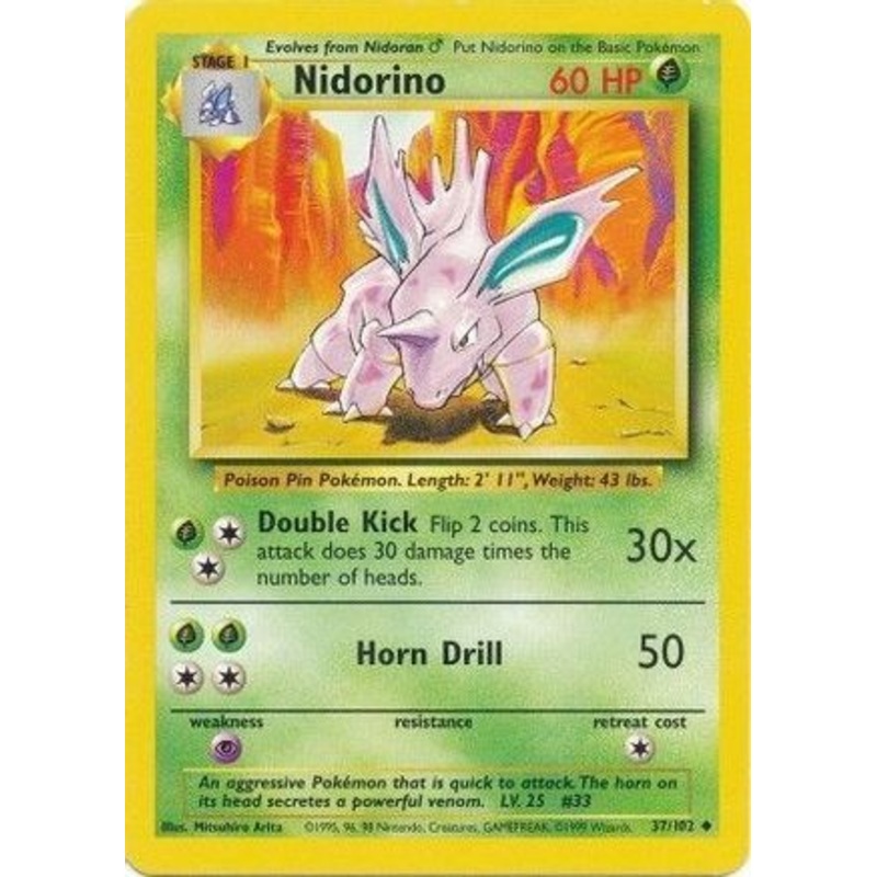 Nidorino 037/102  Base Set - Uncommon