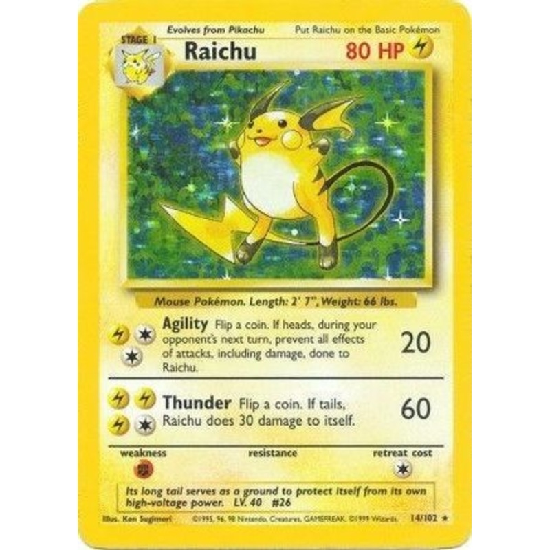 Raichu 014/102  - Holofoil Base Set - Holo Rare