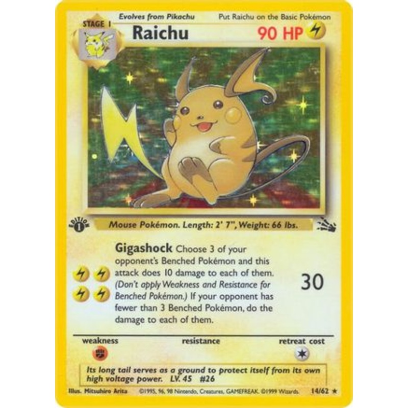 Raichu (14) 014/62  - Unlimited Holofoil Fossil - Holo Rare