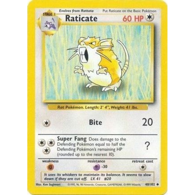 Raticate 040/102  Base Set - Uncommon