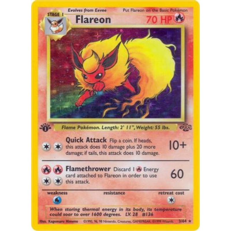 Flareon (3) 003/64  - 1st Edition Holofoil Jungle - Holo Rare