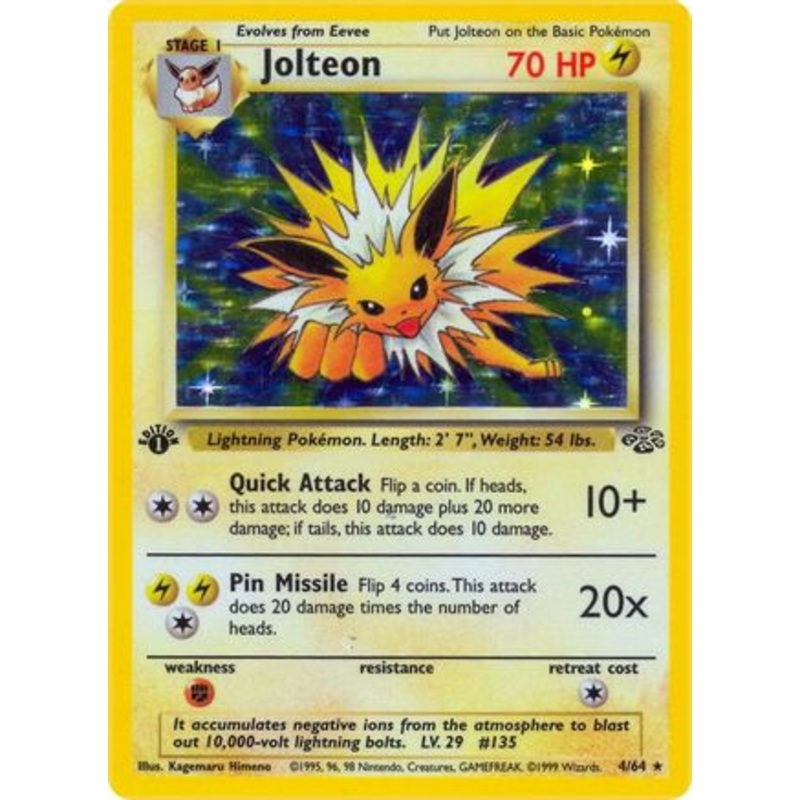 Jolteon (4) 004/64  - 1st Edition Holofoil Jungle - Holo Rare