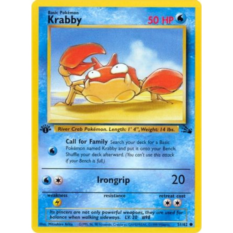 Krabby 051/62  - 1st Edition Fossil - Common