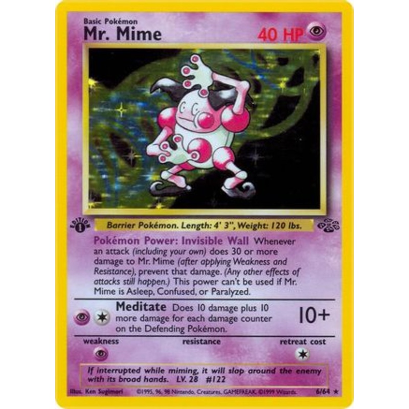 Mr. Mime (6) 006/64  - 1st Edition Holofoil Jungle - Holo Rare