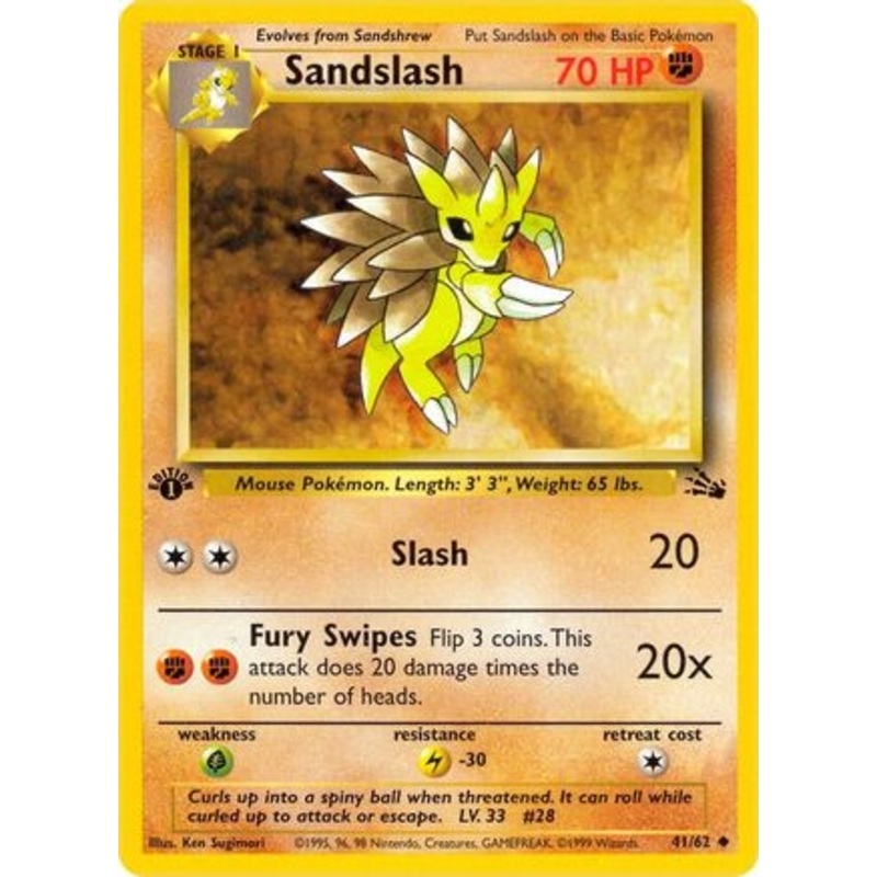 Sandslash 041/62  - 1st Edition Fossil - Uncommon