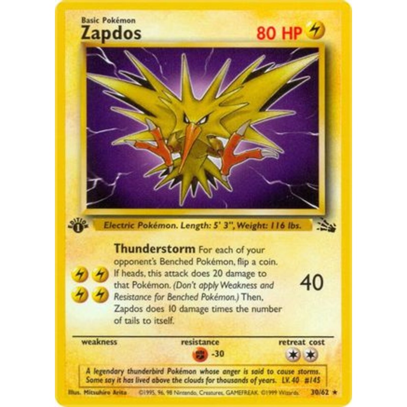 Zapdos (30) 030/62  - 1st Edition Fossil - Rare