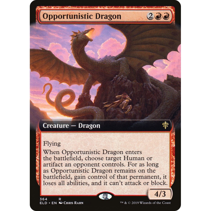 Opportunistic Dragon (ELD-364) - Throne of Eldraine: (Extended Art)