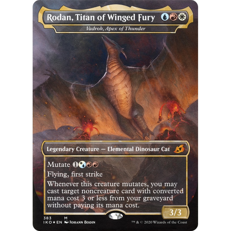 Vadrok, Apex of Thunder (IKO-383) - Ikoria: Lair of Behemoths / Rodan, Titan of Winged Fury (Borderless) Foil