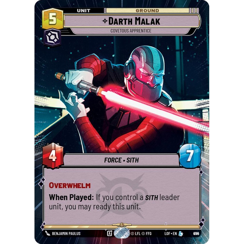 Darth Malak - Covetous Apprentice (Hyperspace Foil) [LOF - 974]