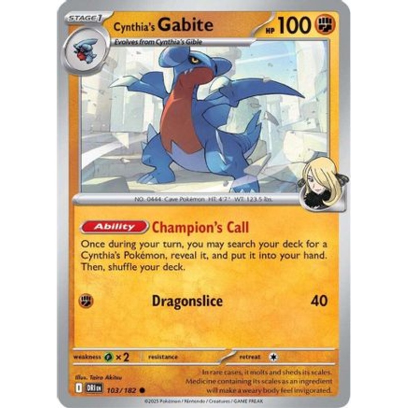 Cynthia's Gabite 103  - Reverse Holofoil SV10 Destined Rivals - Common