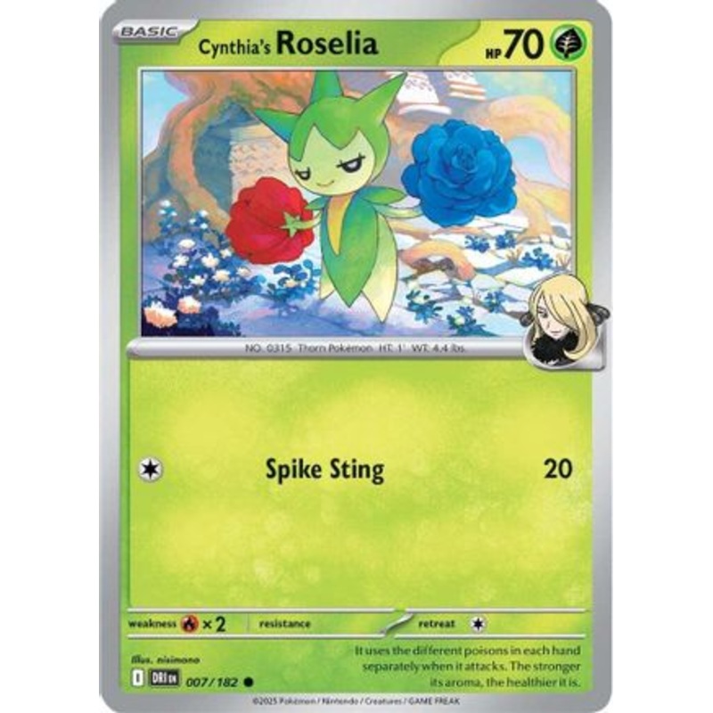 Cynthia's Roselia 007  - Reverse Holofoil SV10 Destined Rivals - Common