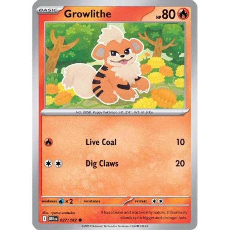 Growlithe 027  - Reverse Holofoil SV10 Destined Rivals - Common