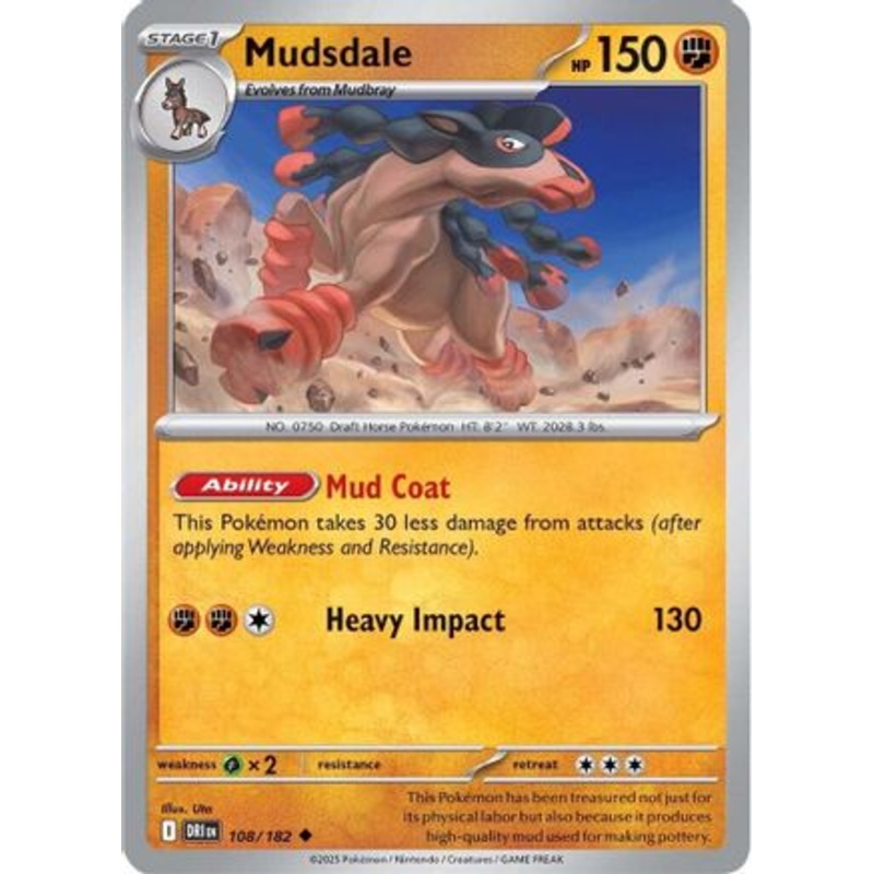 Mudsdale 108  - Reverse Holofoil SV10 Destined Rivals - Uncommon