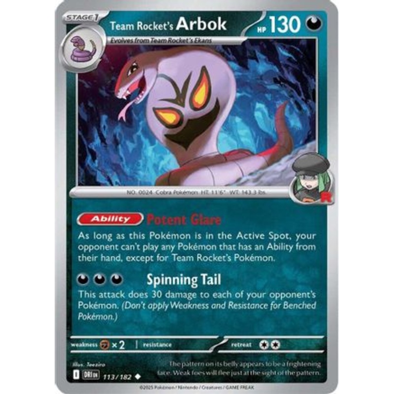 Team Rocket's Arbok 113  SV10 Destined Rivals - Uncommon