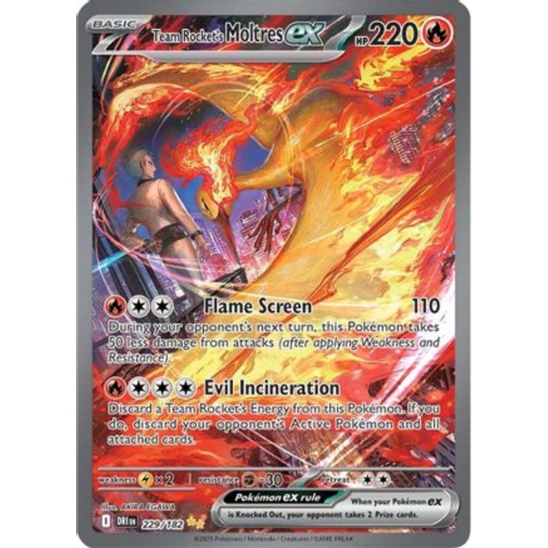 Team Rocket's Moltres ex 229/182  - Holofoil SV10 Destined Rivals - Special Illustration Rare