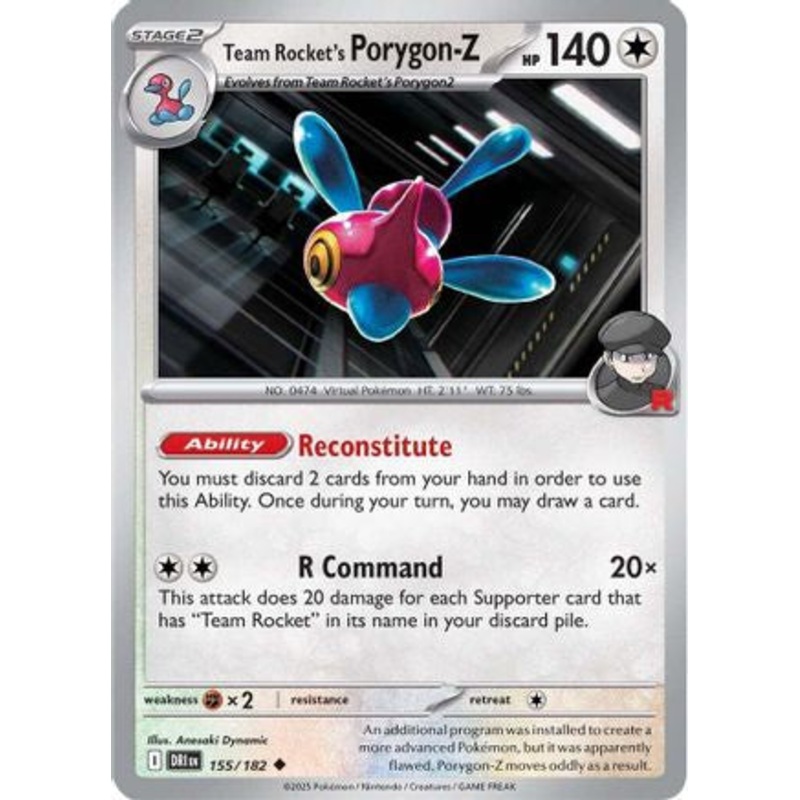 Team Rocket's Porygon-Z 155  - Reverse Holofoil SV10 Destined Rivals - Uncommon