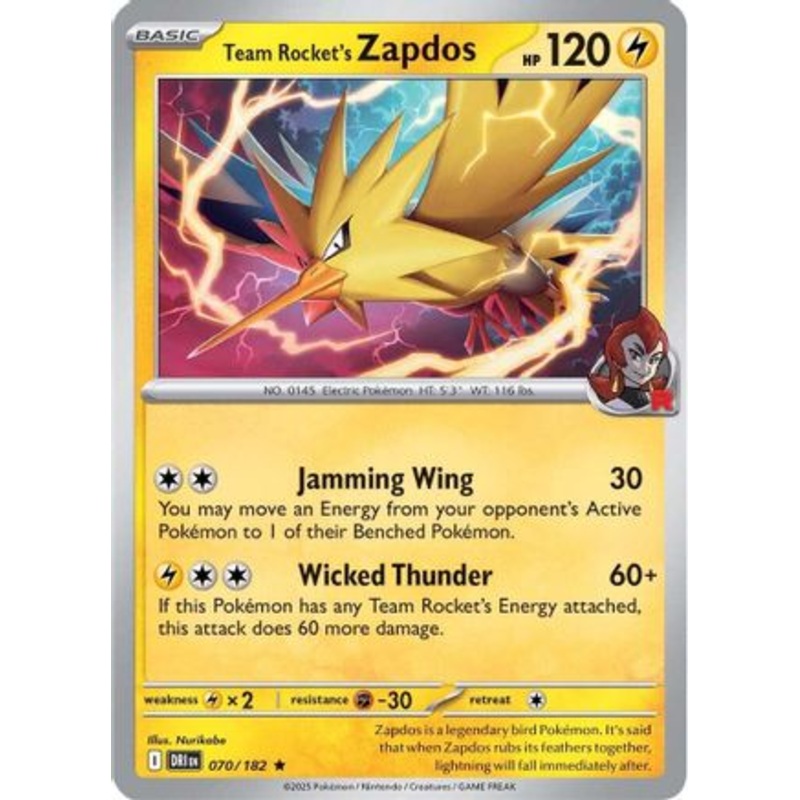 Team Rocket's Zapdos 070  - Holofoil SV10 Destined Rivals - Rare