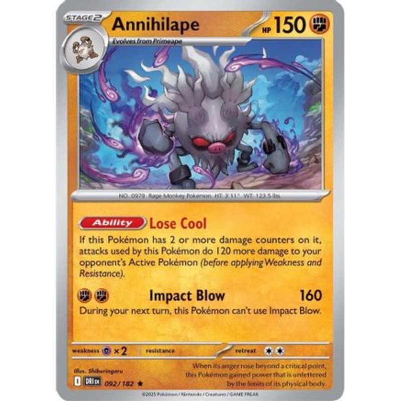 Annihilape 092  - Reverse Holofoil SV10 Destined Rivals - Rare