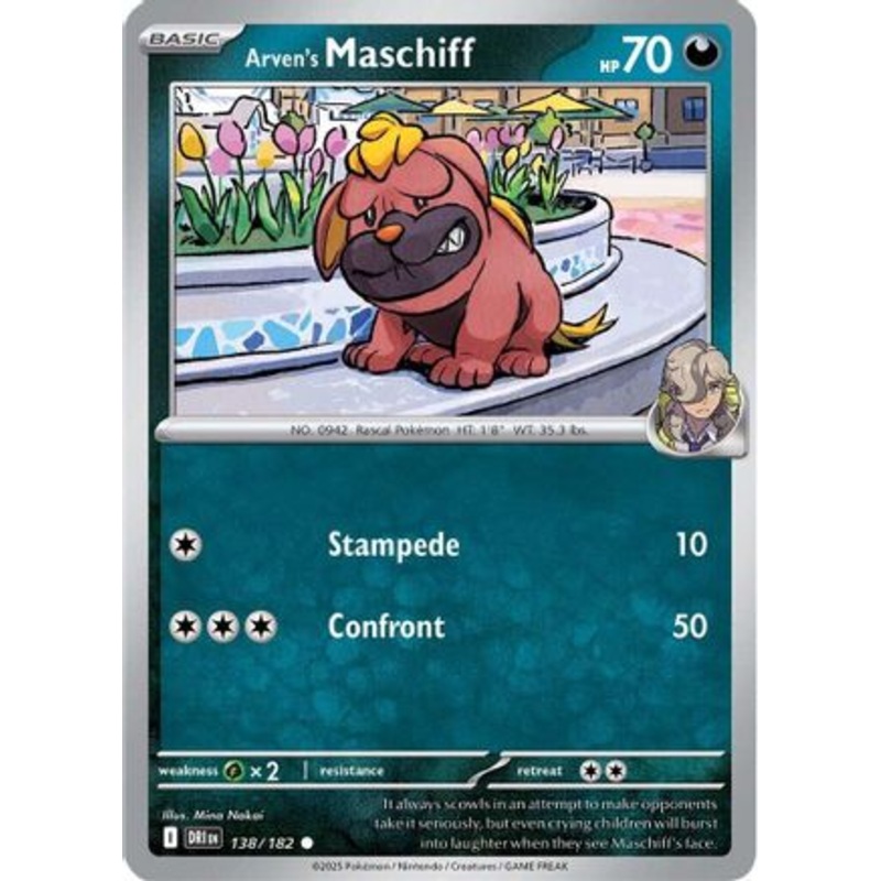 Arven's Maschiff 138  - Reverse Holofoil SV10 Destined Rivals - Common