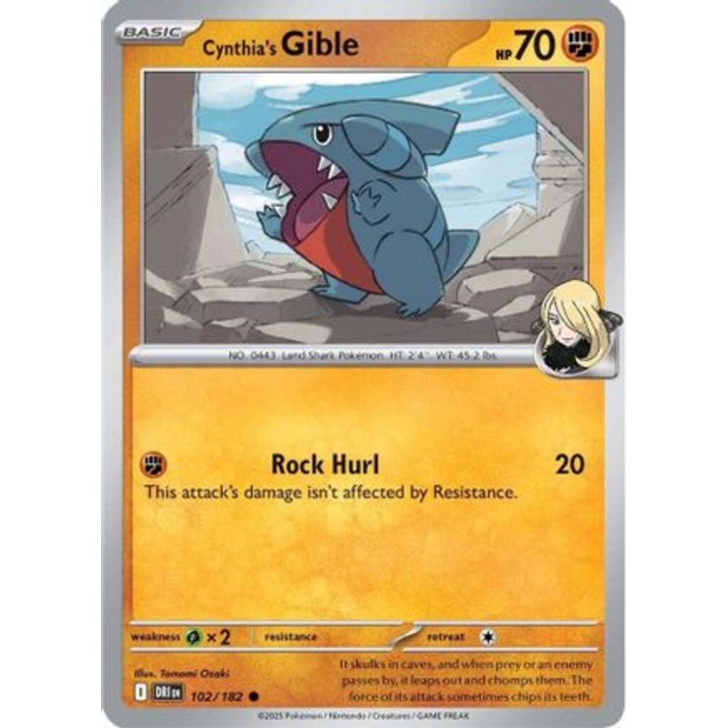 Cynthia's Gible 102  SV10 Destined Rivals - Common